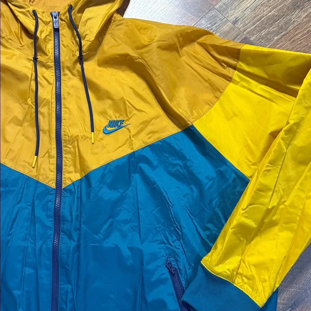 Nike Windrunner Jacket Yellow/Teal Hooded Zip XXL